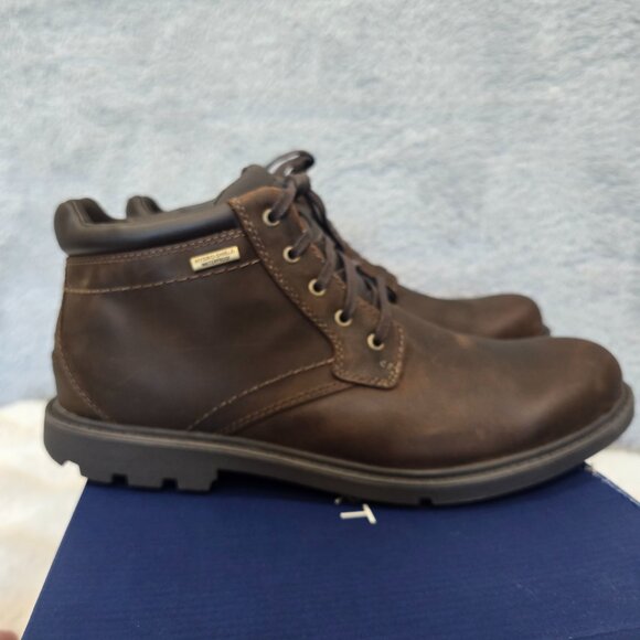 ROCKPORT Storm Surge Plain Toe Waterproof Leather Boots Men Size 11 W Wide Brown - Picture 5 of 9